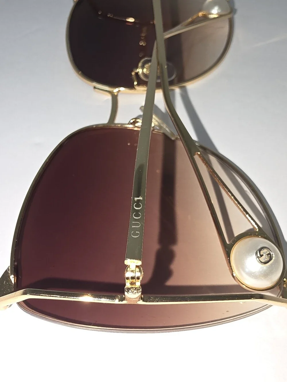 Gucci Authentic Metal Oversized Round Sunglasses GG0252S Gold Brown